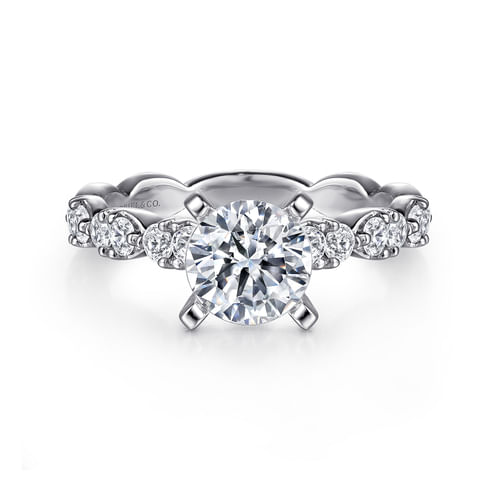 14K White Gold Round Diamond Engagement Ring