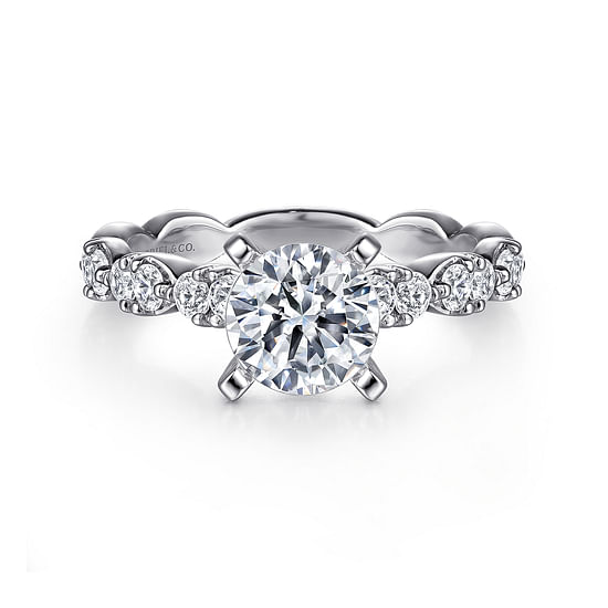 Gabriel - 14K White Gold Round Diamond Engagement Ring