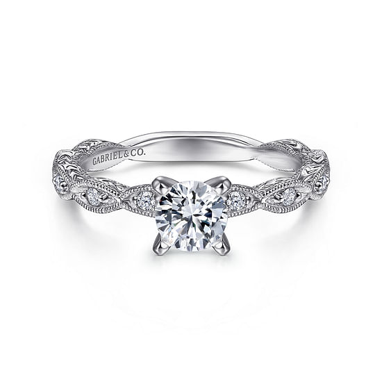 Gabriel - 14K White Gold Round Diamond Engagement Ring