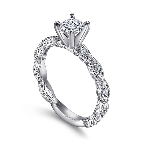 14K White Gold Round Diamond Engagement Ring
