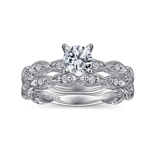 14K White Gold Round Diamond Engagement Ring