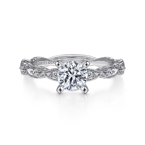 14K White Gold Round Diamond Engagement Ring