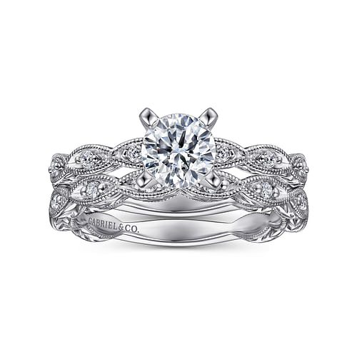 14K White Gold Round Diamond Engagement Ring