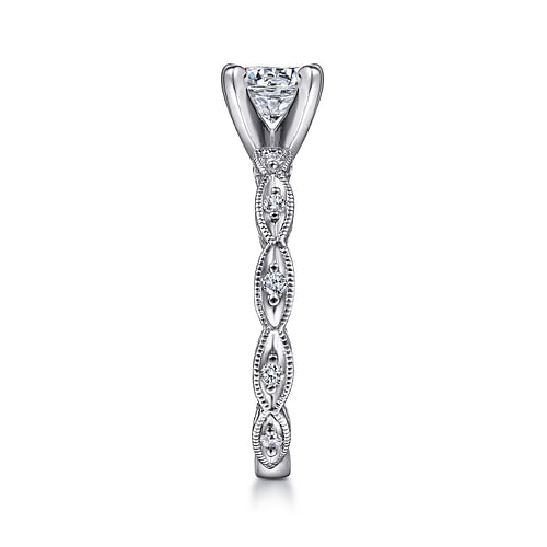 14K White Gold Round Diamond Engagement Ring