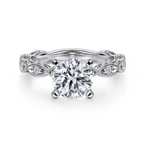 14K White Gold Round Diamond Engagement Ring