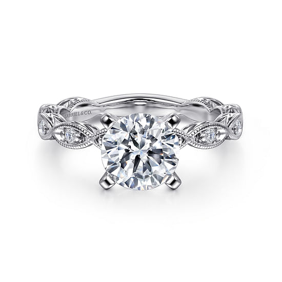 Gabriel - 14K White Gold Round Diamond Engagement Ring