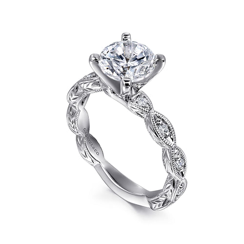 14K White Gold Round Diamond Engagement Ring