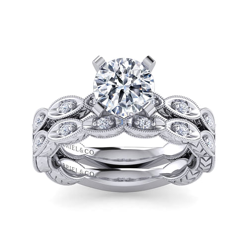 14K White Gold Round Diamond Engagement Ring