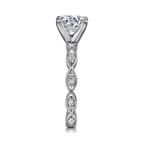 14K White Gold Round Diamond Engagement Ring