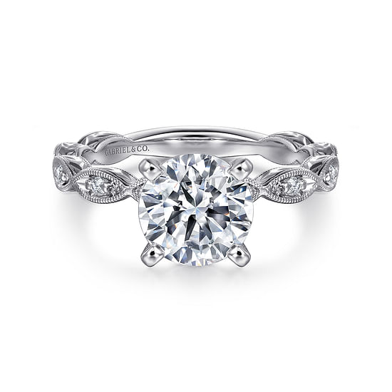 Gabriel - 14K White Gold Round Diamond Engagement Ring