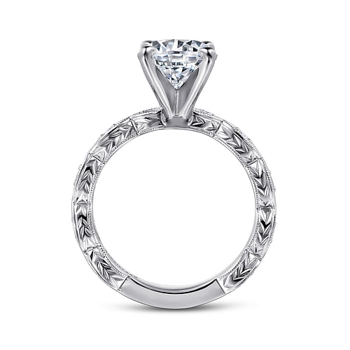 14K White Gold Round Diamond Engagement Ring