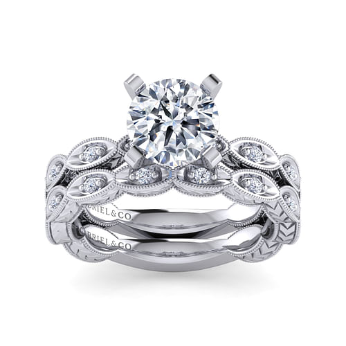14K White Gold Round Diamond Engagement Ring