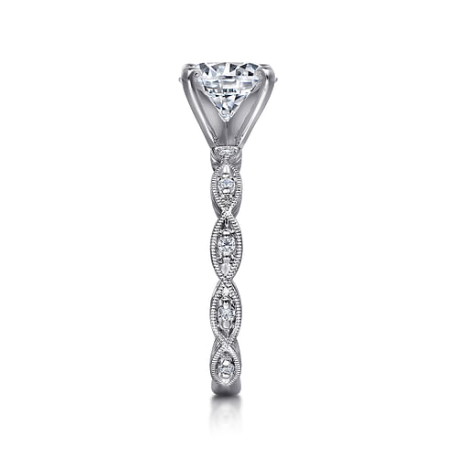 14K White Gold Round Diamond Engagement Ring
