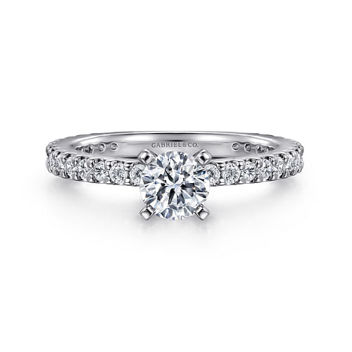 14K White Gold Round Diamond Engagement Ring