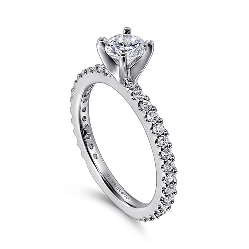 14K White Gold Round Diamond Engagement Ring