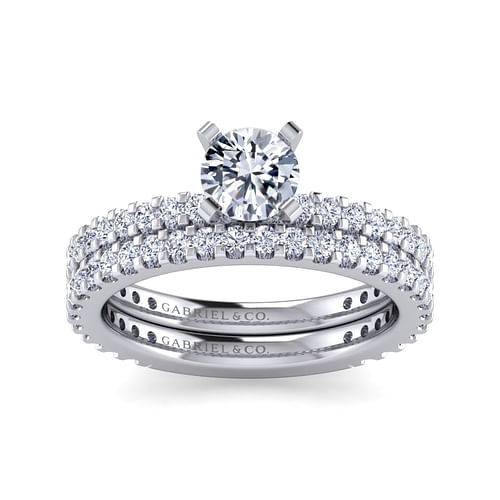 14K White Gold Round Diamond Engagement Ring