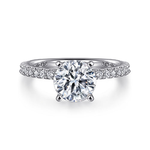 14K White Gold Round Diamond Engagement Ring