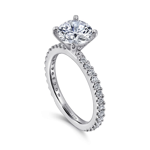 14K White Gold Round Diamond Engagement Ring