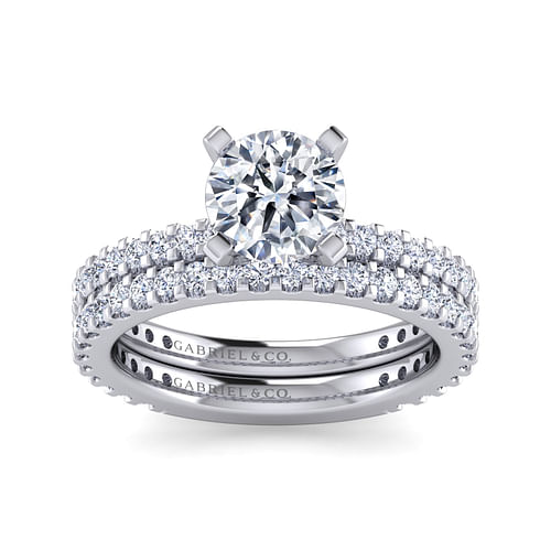 14K White Gold Round Diamond Engagement Ring