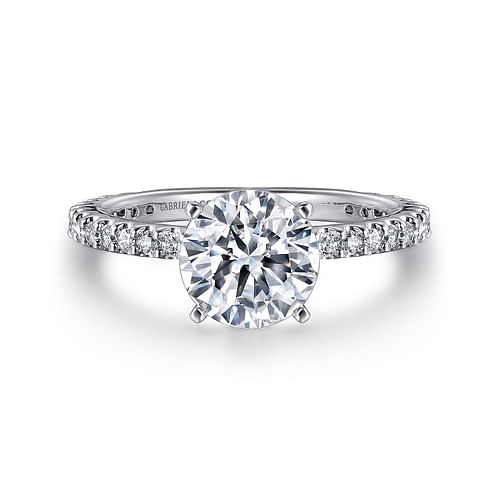 14K White Gold Round Diamond Engagement Ring