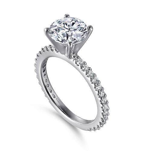 14K White Gold Round Diamond Engagement Ring