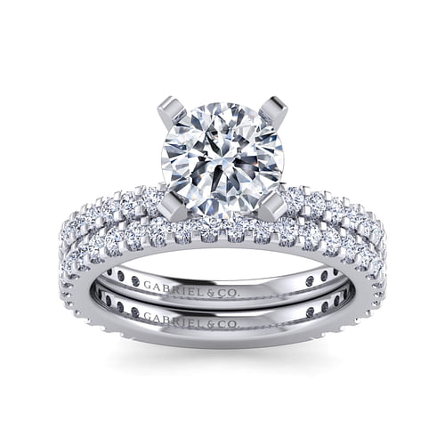 14K White Gold Round Diamond Engagement Ring