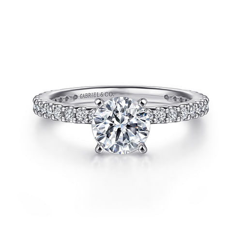 14K White Gold Round Diamond Engagement Ring