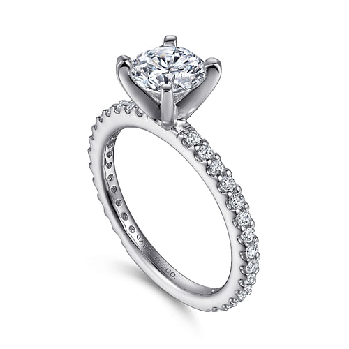 14K White Gold Round Diamond Engagement Ring