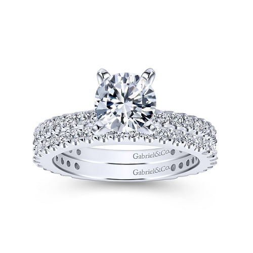 14K White Gold Round Diamond Engagement Ring