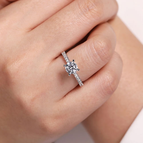 14K White Gold Round Diamond Engagement Ring