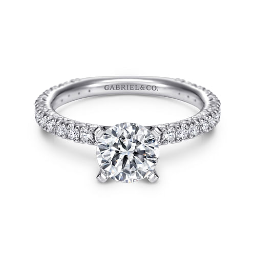 14K White Gold Round Diamond Engagement Ring