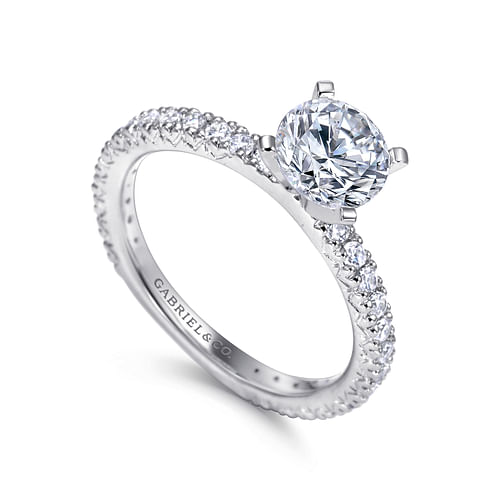 14K White Gold Round Diamond Engagement Ring