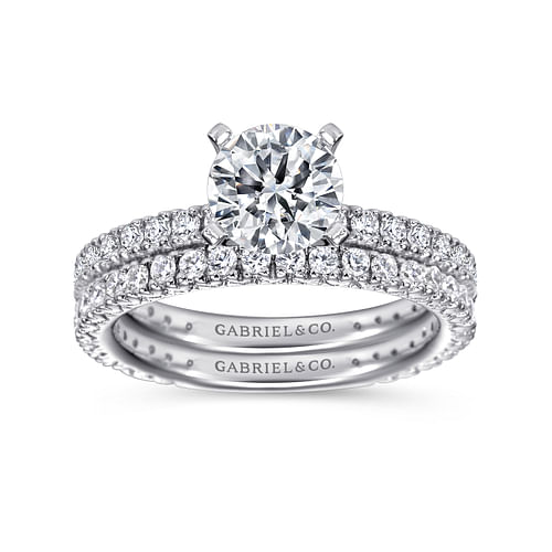 14K White Gold Round Diamond Engagement Ring