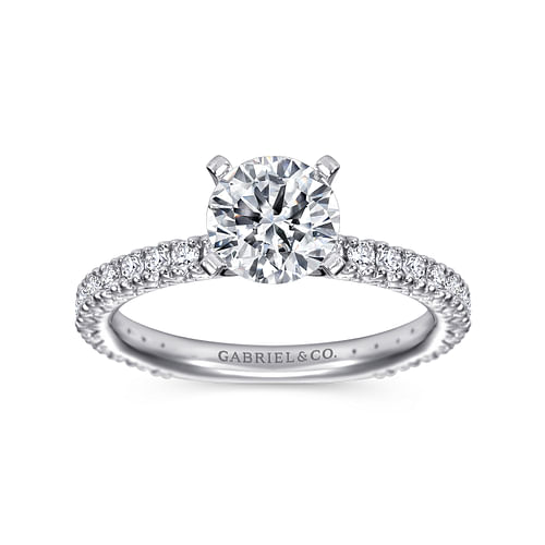 14K White Gold Round Diamond Engagement Ring