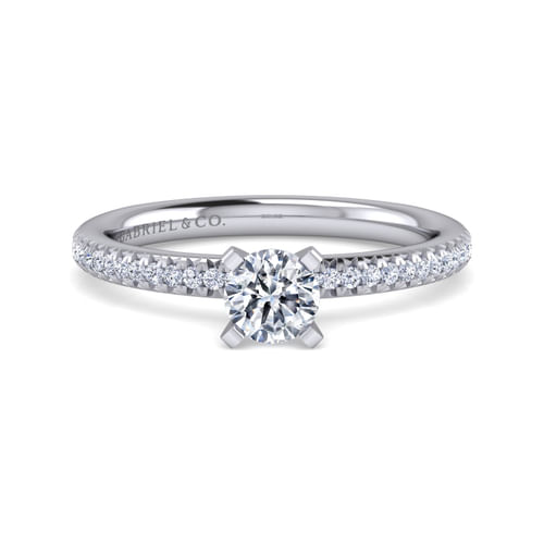 14K White Gold Round Diamond Engagement Ring