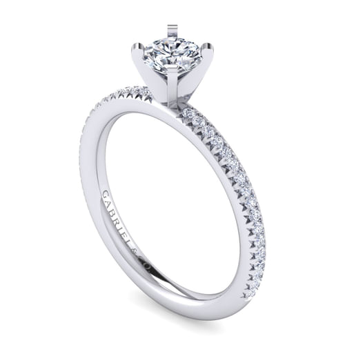 14K White Gold Round Diamond Engagement Ring