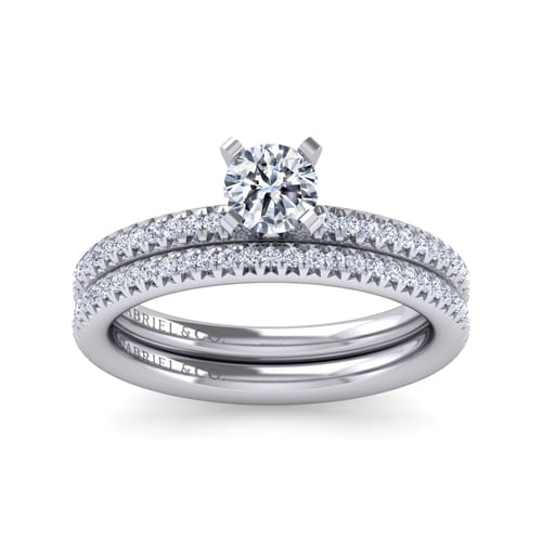 14K White Gold Round Diamond Engagement Ring