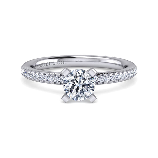 Gabriel - 14K White Gold Round Diamond Engagement Ring