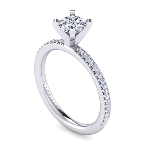 14K White Gold Round Diamond Engagement Ring