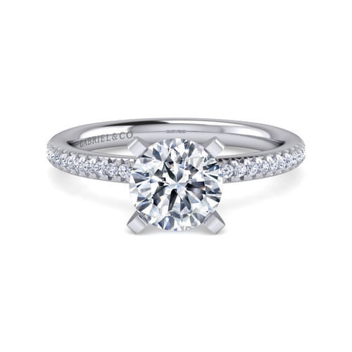 14K White Gold Round Diamond Engagement Ring