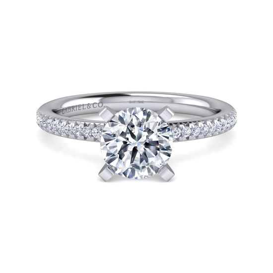 Gabriel - 14K White Gold Round Diamond Engagement Ring