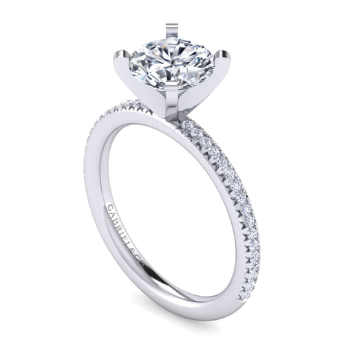 14K White Gold Round Diamond Engagement Ring