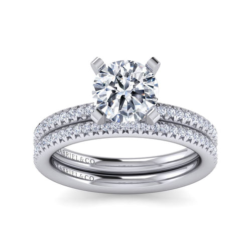 14K White Gold Round Diamond Engagement Ring