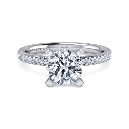 14K White Gold Round Diamond Engagement Ring