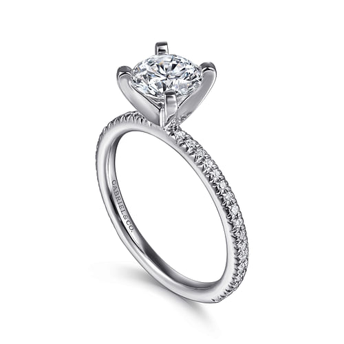 14K White Gold Round Diamond Engagement Ring