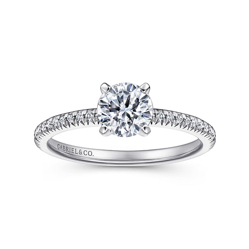 14K White Gold Round Diamond Engagement Ring