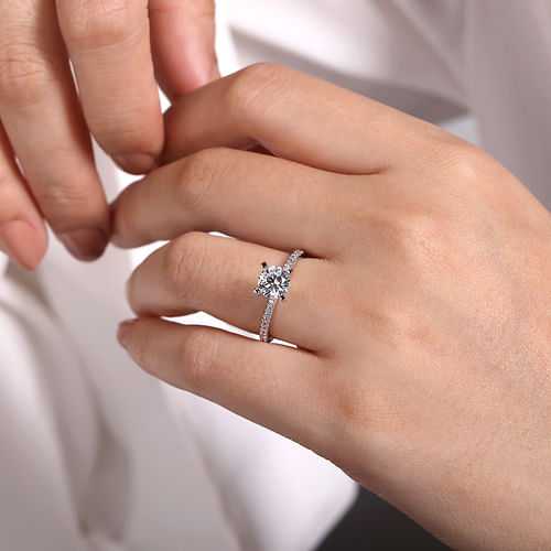 14K White Gold Round Diamond Engagement Ring