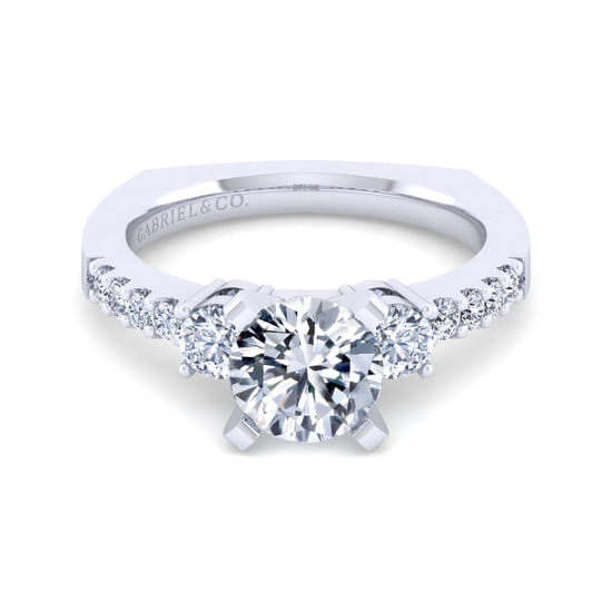 Gabriel - 14K White Gold Round Diamond Engagement Ring