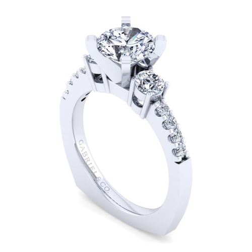 14K White Gold Round Diamond Engagement Ring