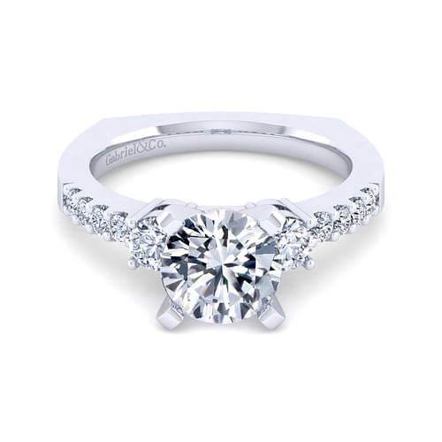 14K White Gold Round Diamond Engagement Ring